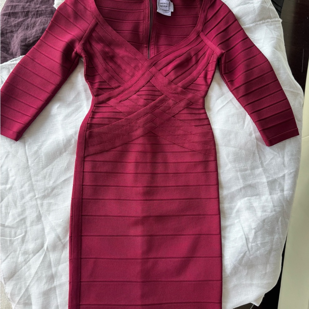 Herve leger Alicia burgundy dress size S